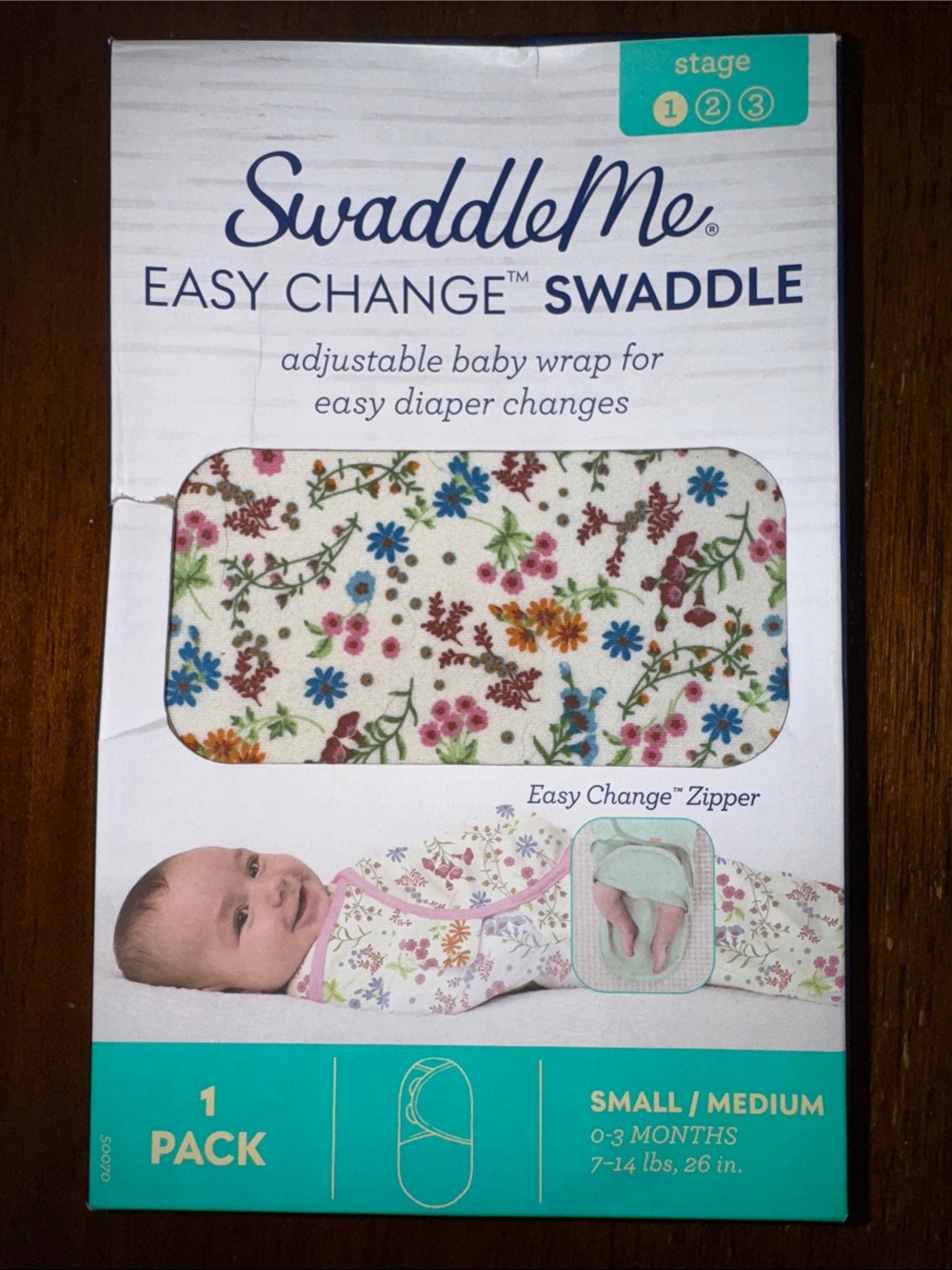SwaddleMe Easy Change Swaddle - White with Multicolor Floral Print